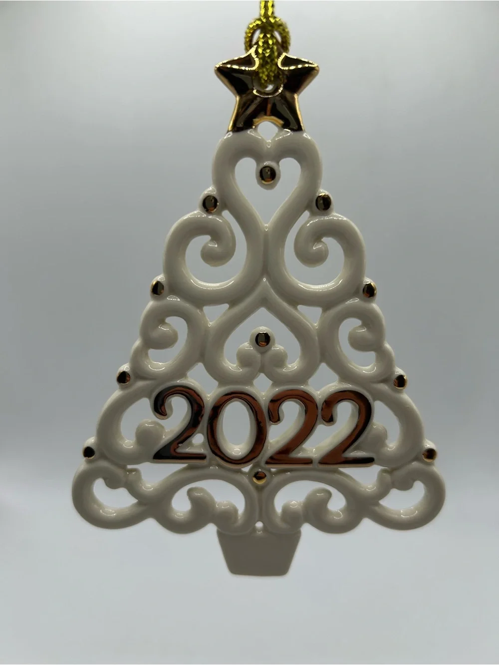 NEW Lenox 2022 Ceramic Tree Ornament with Gold Accents